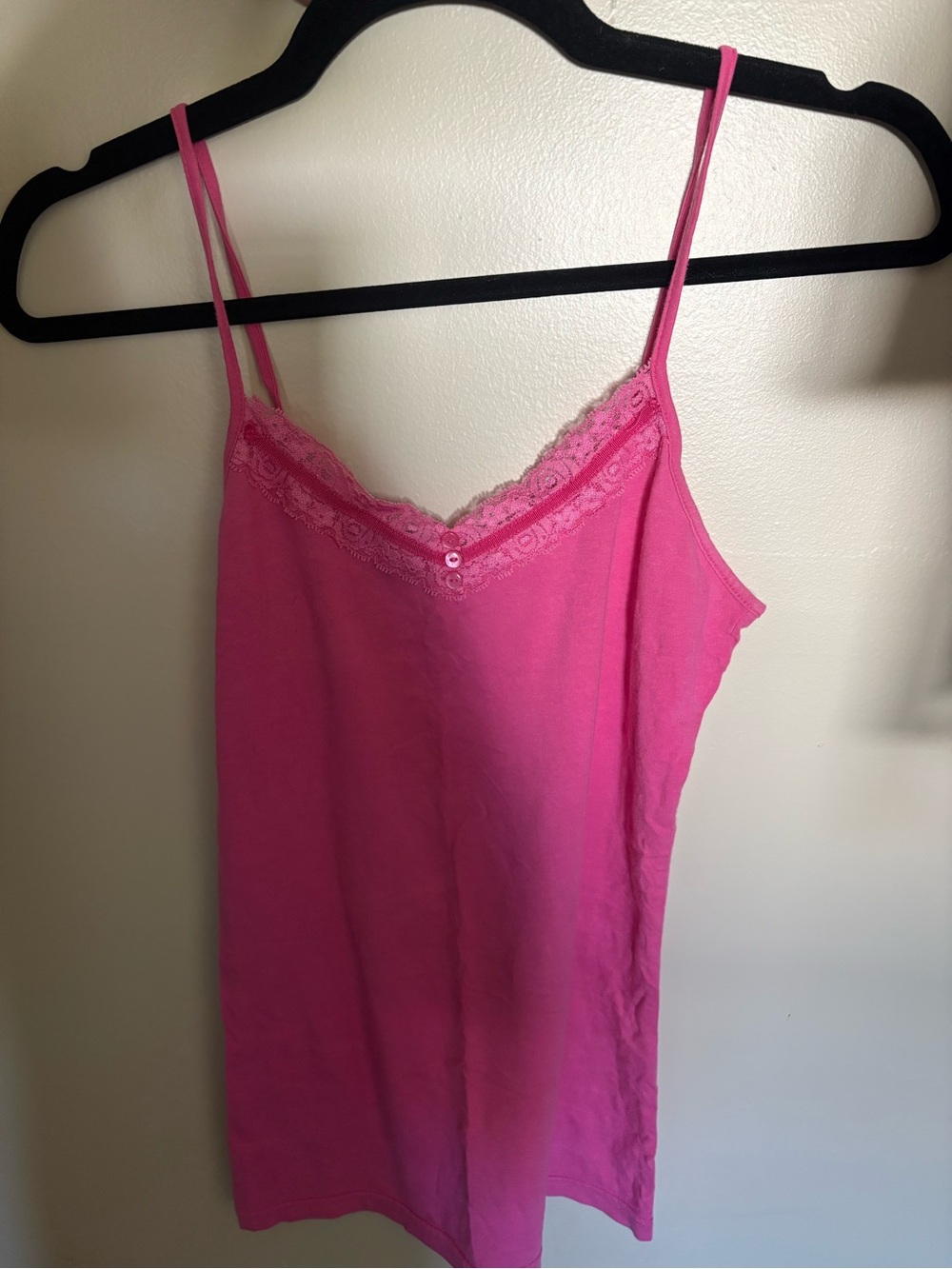 Pink Lace-Trim Tank Top